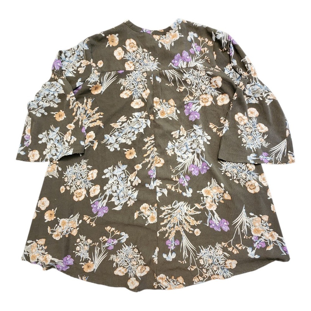 Umgee USA Floral Print Tunic Top Blouse Women's Medium Bell Sleeve Cottage